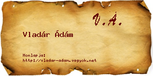 Vladár Ádám névjegykártya